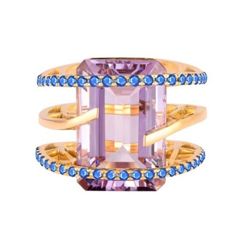 خاتم من ذهب و حجر جمشت من تصميم Arya Esha