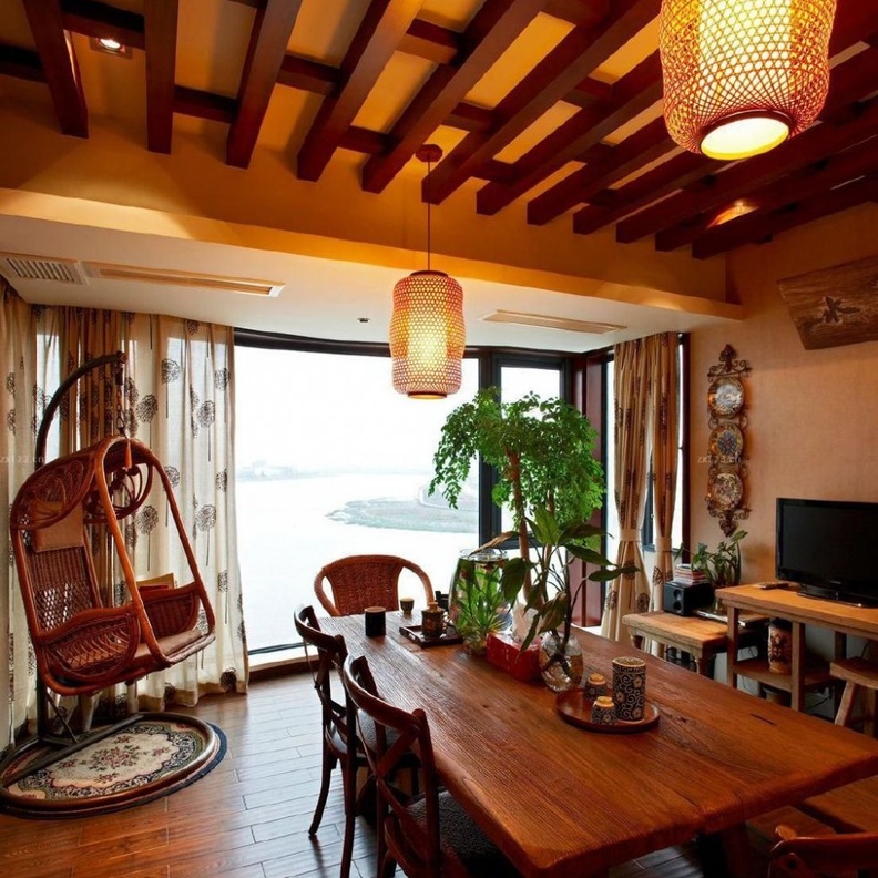 أسقف معلقة تعتمد الجبس بجزء منها و القضبان الخشبية في الجزء الآخر