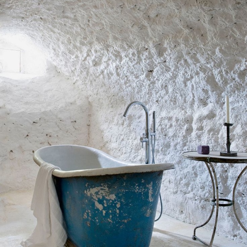 ديكور حمام فينتاج بروعة ألوان الأزرق