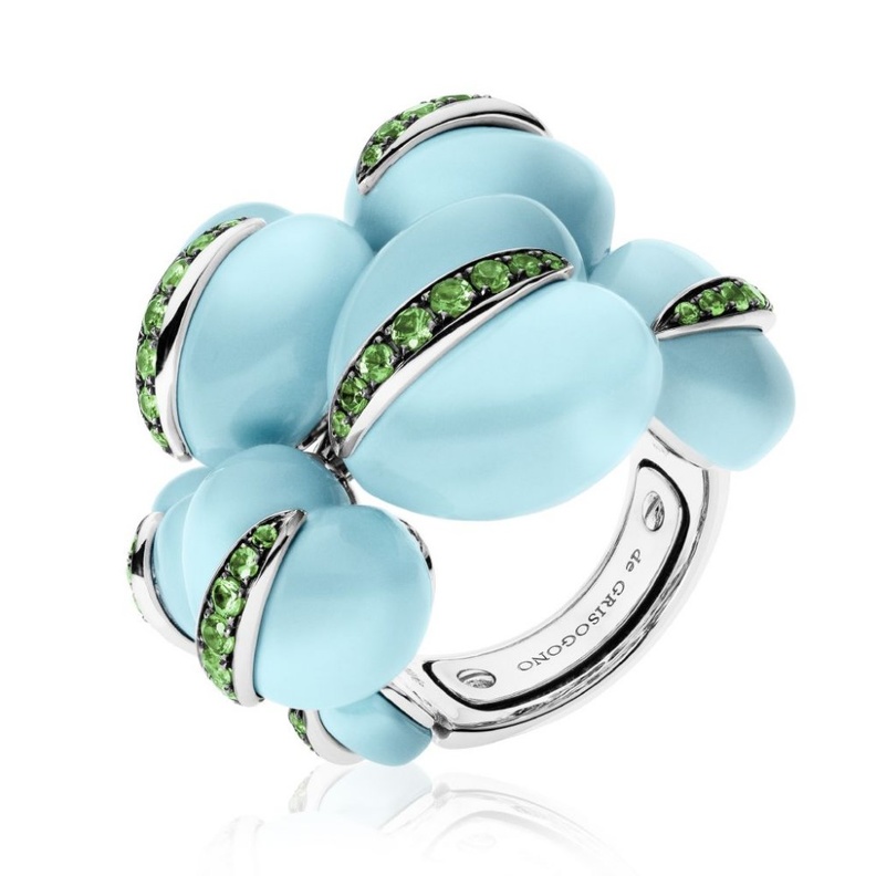 خاتم شوبارد من الذهب الوردي والفيروز والماس