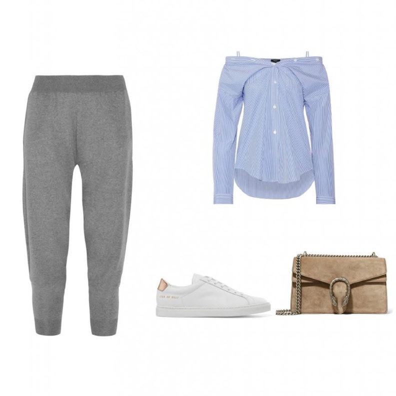 اطلالة عصرية وشبابية بالسروال الرياضي مع الكعب العالي