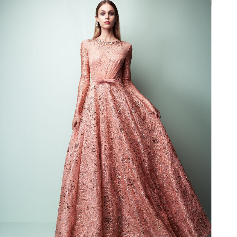 فساتين خطوبة فخمة باللون البرتقالي من مجموعة سعيد القبيسي
