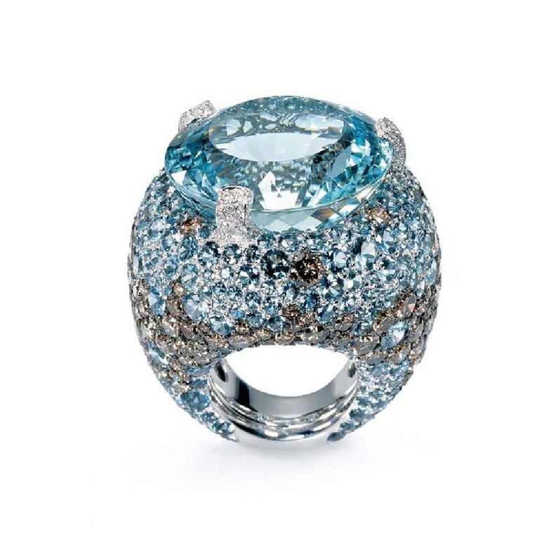  خاتم دي غريسوغونو مع حجر اكومارين