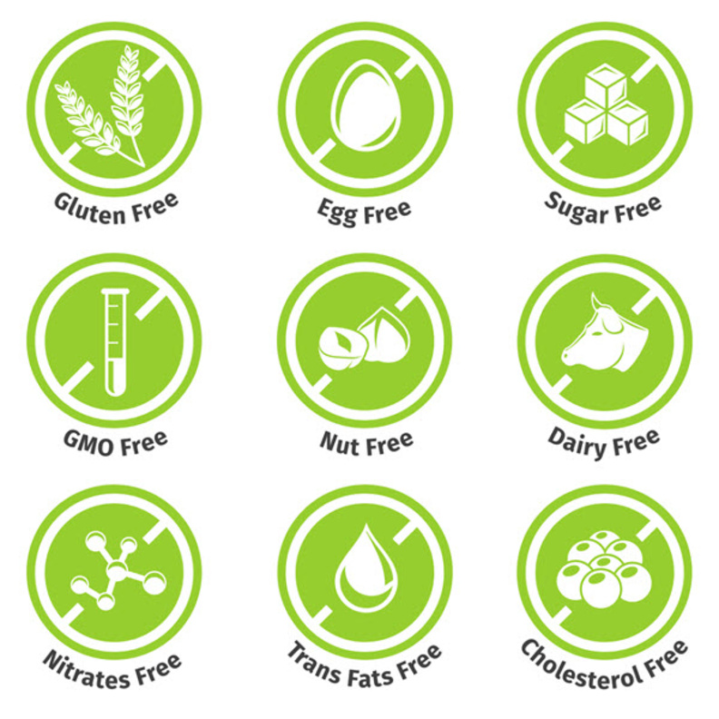 بعض ملصقات المنتجات الغذائية الخاصة بالريجيم