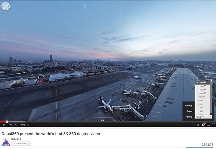 فيديو 360 درجة بدقة 8K