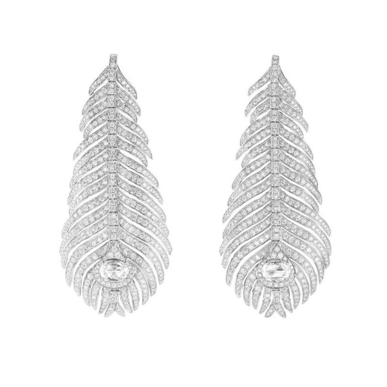Plume de Paon pendant earrings