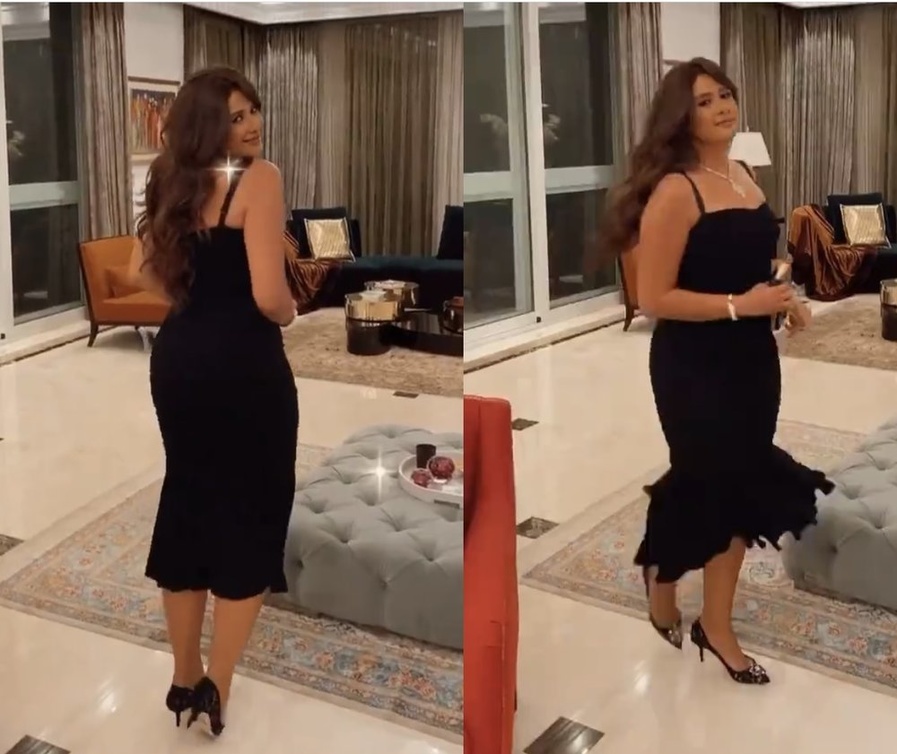 ياسمين عبد العزيز بفستان اسود فخم 