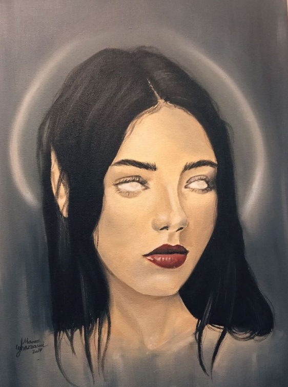 من لوحات الفنانة التشكيلية منار غزاوي