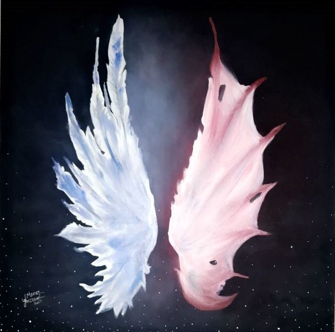 من اللوحات الفنية للفنانة منار غزاوي