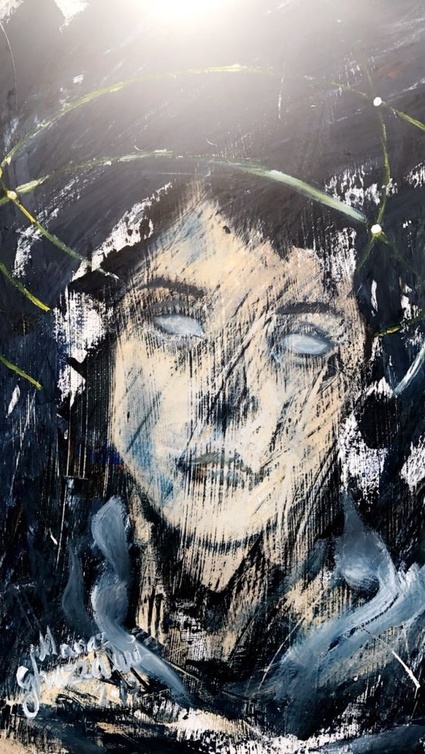 من لوحات الفنانة السعودية منار غزاوي