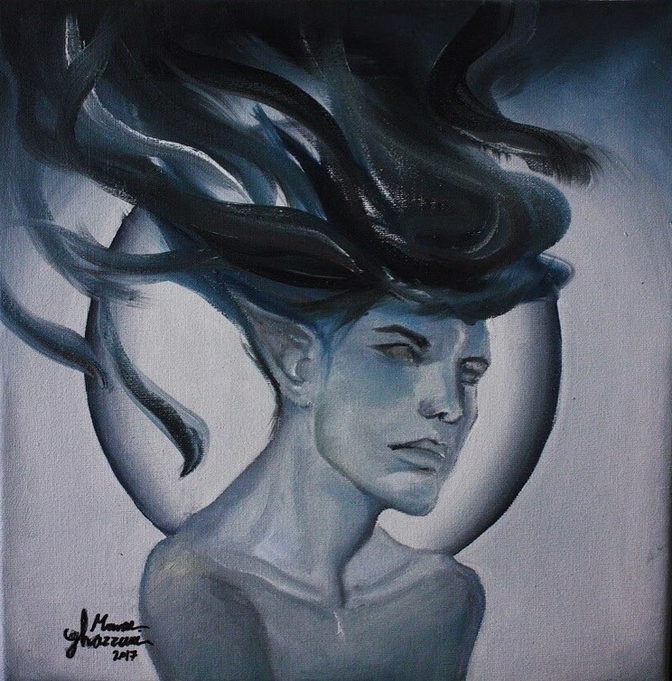 من لوحات الفنانه السعودية منار غزاوي