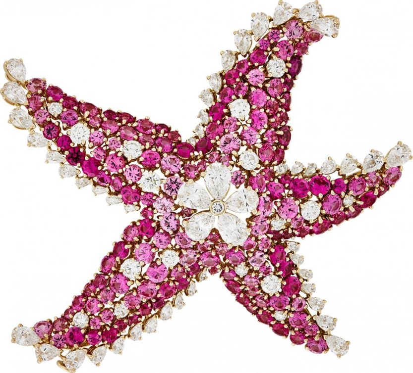 بروش الماس مع ياقوت وردي من مجوهرات فان كليف أند أربلز Van Cleef & Arpels