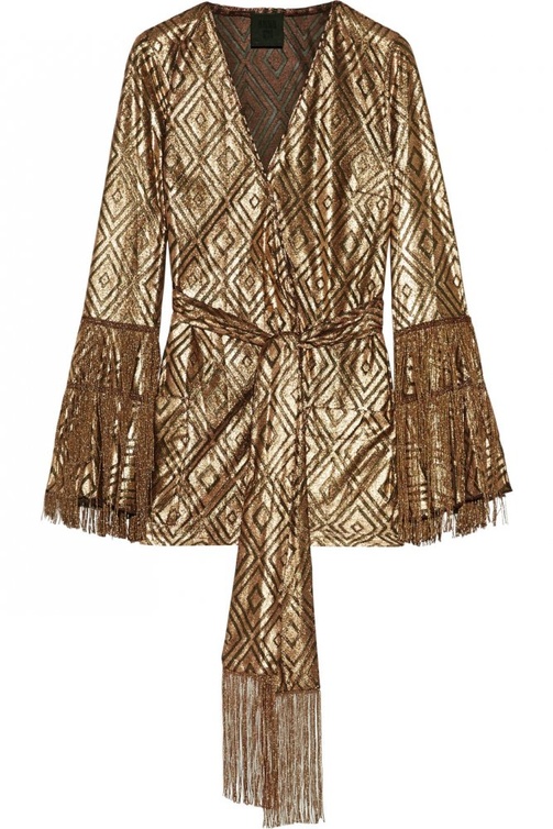 Anna Sui جاكيت ميتاليك ذهبي من.