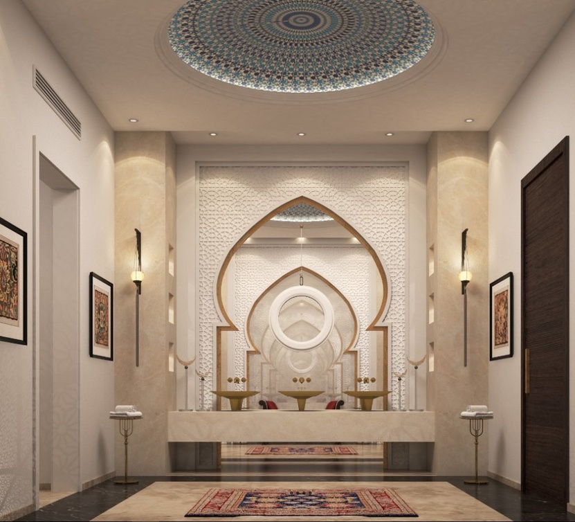 حمام فخم مصمم بأسلوب شرقي مميز