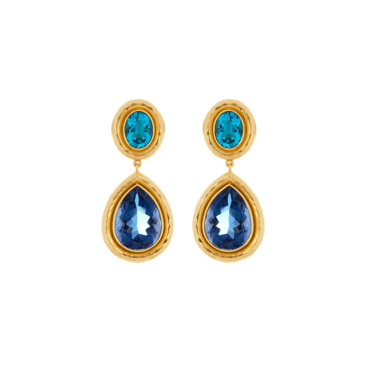اقراط Santorini Topaz Quartz & Sapphire من VALÉRE