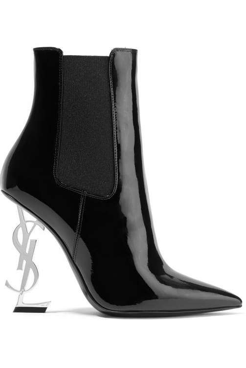 Saint Laurent حذاء كاحل أسود مع مقدمة حادة من