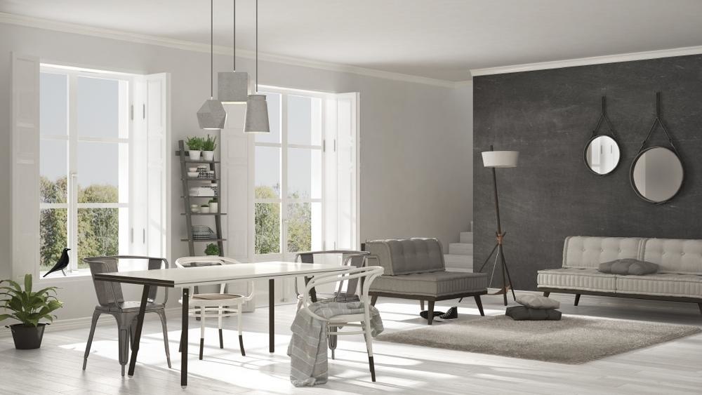 ألوان الأبيض والرمادي في تصميم minimalist
