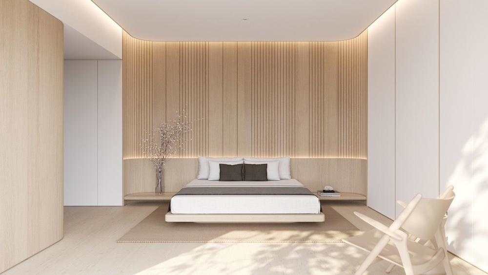 minimalist ديكور رائع من الخشب لغرفة نوم 