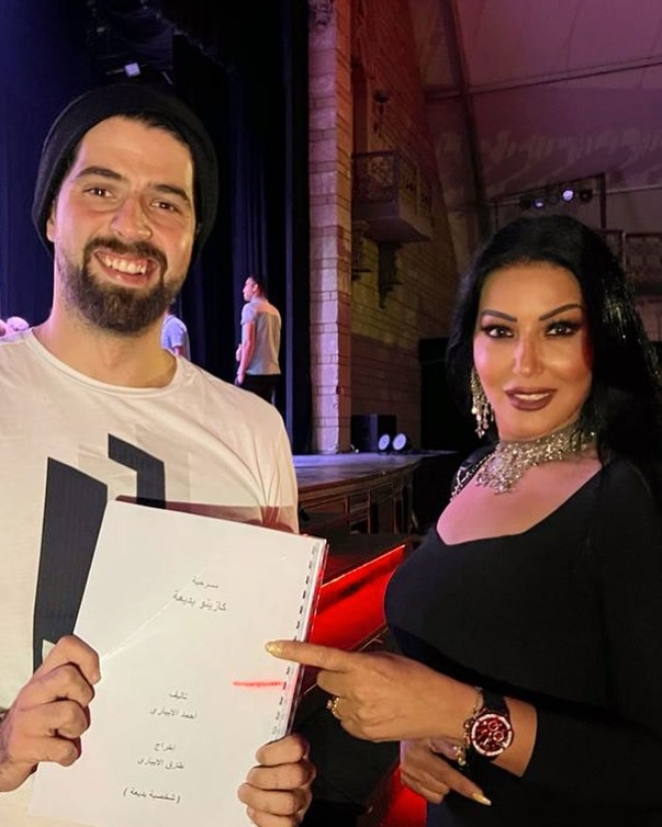 سمية الخشاب مع الفنان والمخرج طارق الأبياري