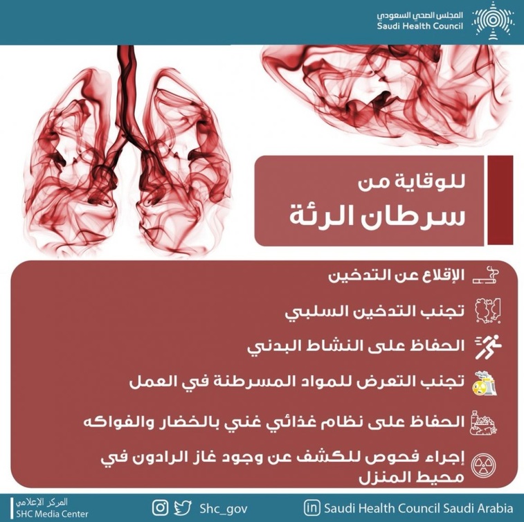 نصائح للوقاية من سرطان الرئة من المجلس الصحي السعودي
