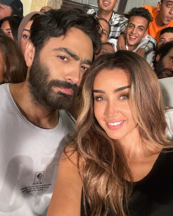 تامر حسني وهنا الزاهد في كواليس فيلم  "بحبك"