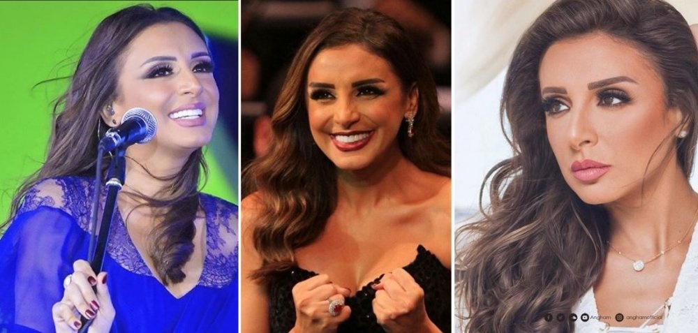 النجمة انغام لم تحد عن تسريحات الشعر المسدل والمموج