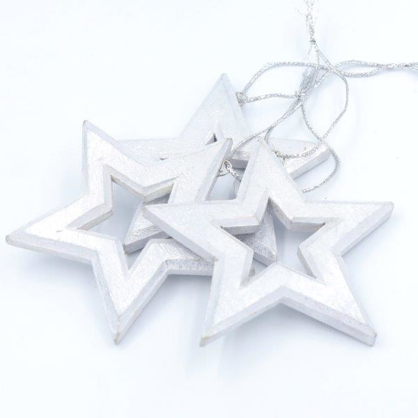 Hollow Star Tree Ornament - silver