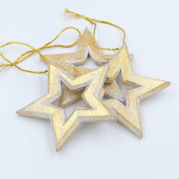 Hollow Star Tree Ornament - gold
