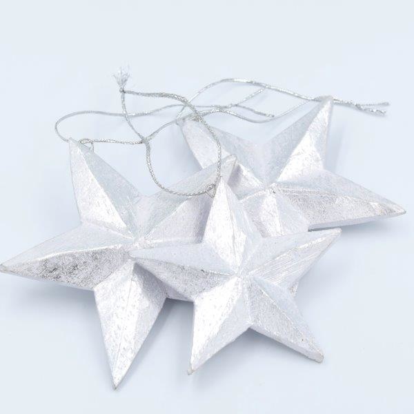 Solid Star Tree Ornament - silver