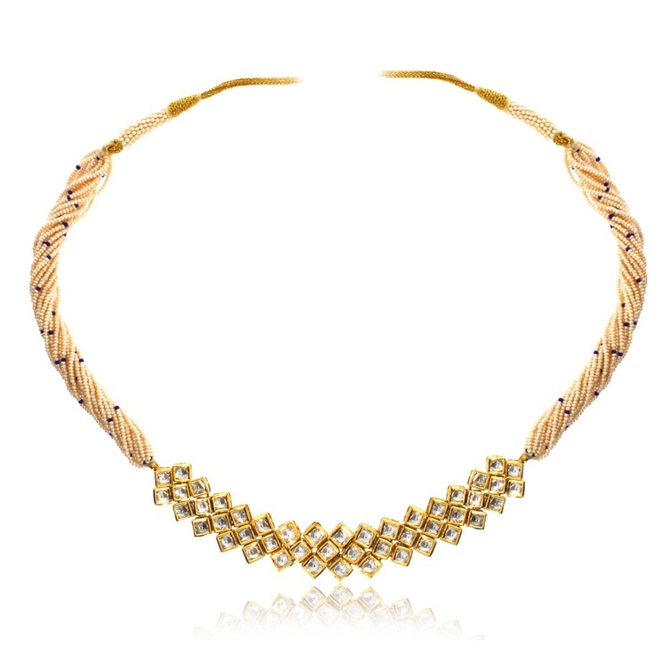 قلادة ذهبية مرصعة بفصوص اللؤلؤ من senco gold and diamond