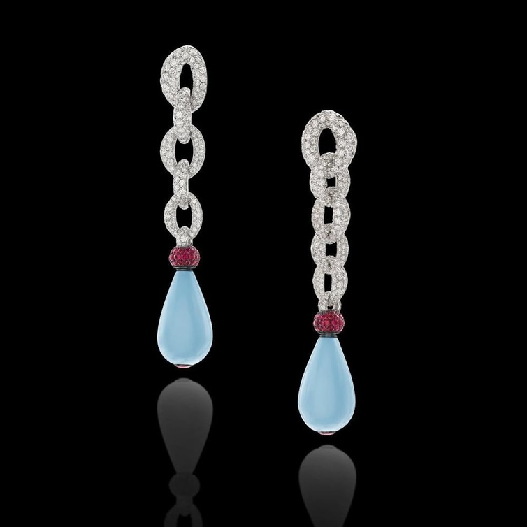 اقراط الماس drops of natural turquoise