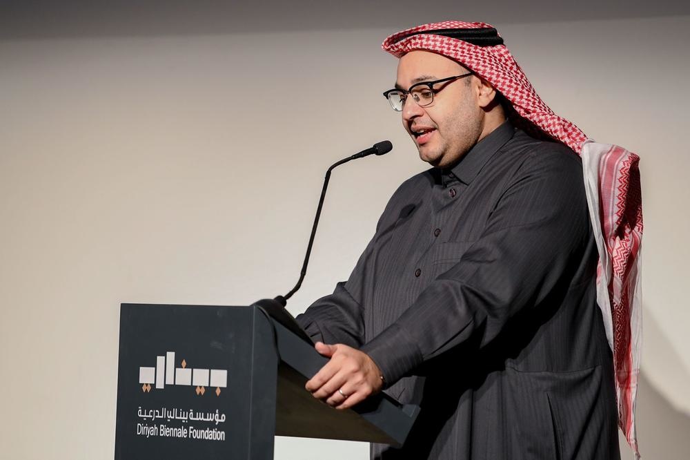 راكان الطوق خلال حفل اطلاق البينالي
