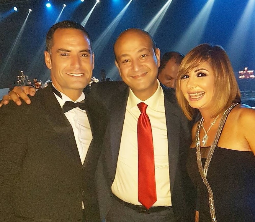 لميس الحديدي وزوجها عمرو اديب في احدى المناسبات 